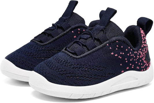 MORENDL Toddler Slip On Sneakers Baby Walking Shoes Non-Slip Breathable Unisex Pink Mesh Lace-Up Athletic Sneakers Infant Running Shoes