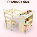 bbgroundgrm Kids Art Table and Chair Set, Birch Wooden Activity Craft Table - Image 2