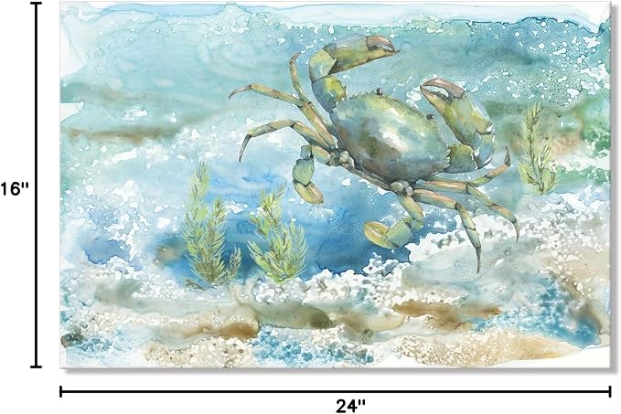 Nautical Wall Decor Green Crab Canvas Painting Ocean Bathroom Decor Sea Grass - Image 7