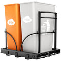 ANASTA Dual Pull Out Trash Can Under Cabinet Rack-No Can Included, Under Sink Trash Can Pull Out Fits Double 7-9 Gal/35 Qt*2 Commercial Trash Bin, Cabinet Garbage Can Required ≥16''Wx 17''Hx 22" D