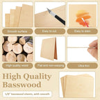 24 Pack 12 x 12 x 1/16 Inch Baltic Birch Plywood 1.5mm Wood Sheet, Baltic Birch - Image 3