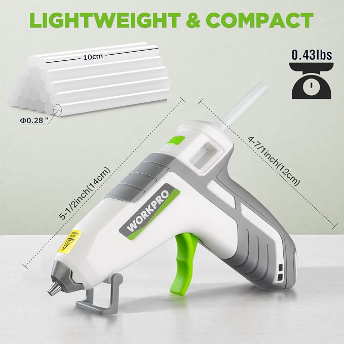 WORKPRO 3.6V Cordless Hot Glue Gun, Fast Preheating, Smart Power-Off, USB-C - Image 5