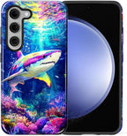 for Samsung Galaxy S23 Plus Case, Colorful Ocean Sharks Pattern Glossy 2 in 1 - Image 2