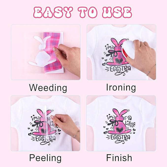 Tintnut Pink Blue Plaid Heat Transfer Vinyl, easy cut & weed, stretch washable - Image 4