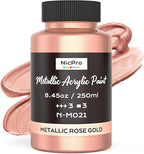 Nicpro Metallic Rose Gold Acrylic Paint, 8.45oz/250ml Gold Leaf Paint | Large by Nicpro
