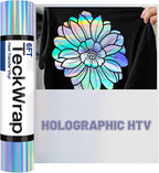 TECKWRAP Heat Transfer Vinyl for T-Shirts, Holographic Silver | Easy Weed HTV by TECKWRAP