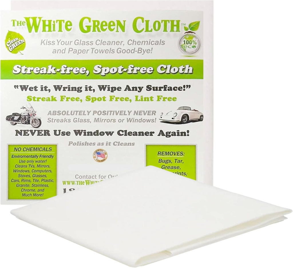 1-Pack Reusable Cleaning Cloth for Streak-Free Windows, Mirrors & All-Purpose Cleaning – Chemical-Free, Absorbent, Non-Abrasive, 16" x 16" White Cleaning Rag, Made in The USA