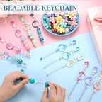 Tondiamo 12 Pcs Beadable Keychains Bars Bulk Blank Beaded Metal Keychain - Image 2