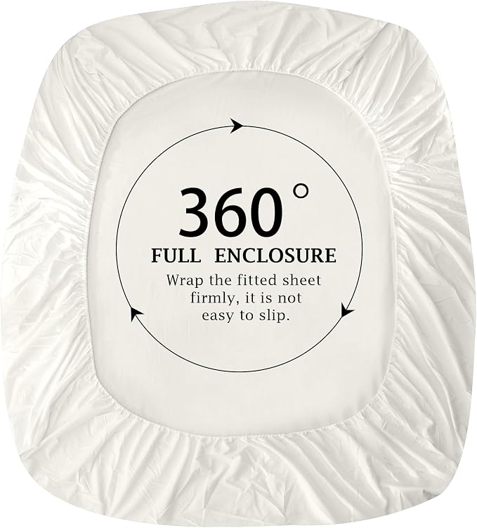 FreshCulture Pure Cotton Fitted Sheets Full Size, 300 Thread Count Percale - Image 5