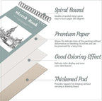 12 Pack Sketch Book, 5.5 x 8.5 Inch Sketchbook, 68lb/100gsm Top Spiral Bound - Image 3