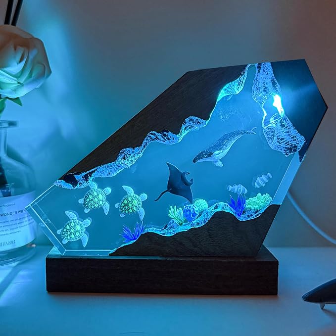 Humpback Whale Ocean Resin Lamp, Handmade Resin Night Light - Image 6