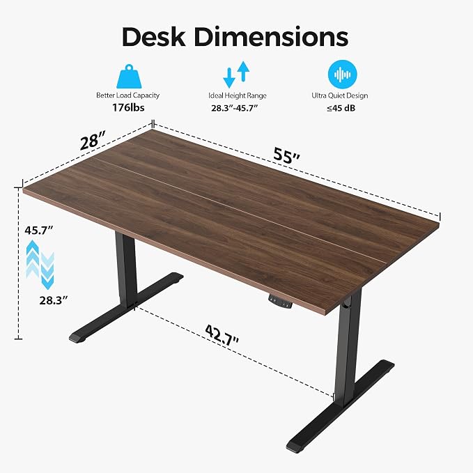 Agilestic Electric Standing Desk, 55 x 28 Inches Height Adjustable Desk - Image 8