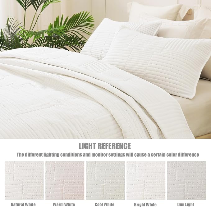 Whale Flotilla Ultra Soft Queen Quilt Bedding Set, Lightweight Microfiber White - Image 5