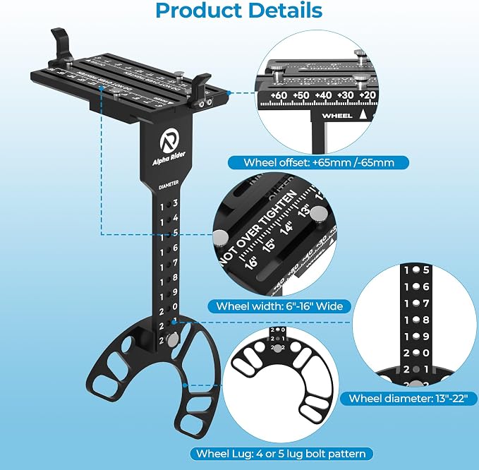 Wheel Fitment Tool Supports 13" to 22", 4 & 5 Lug Bolt Pattern | Fits 4 & 5 lug - Image 2