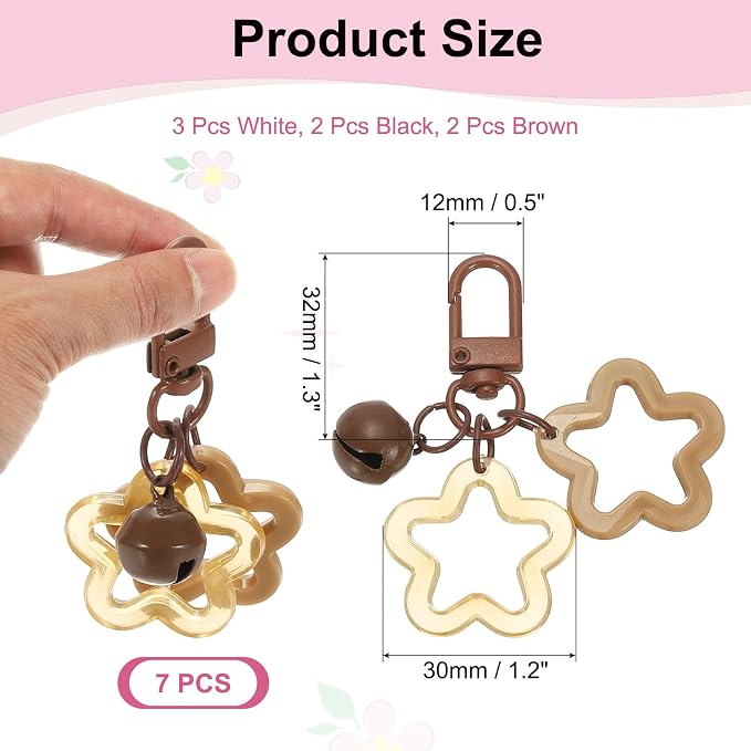 PATIKIL Star Keychain, Candy Color Acrylic Pentagram Keychain Stars Charms Bell - Image 2