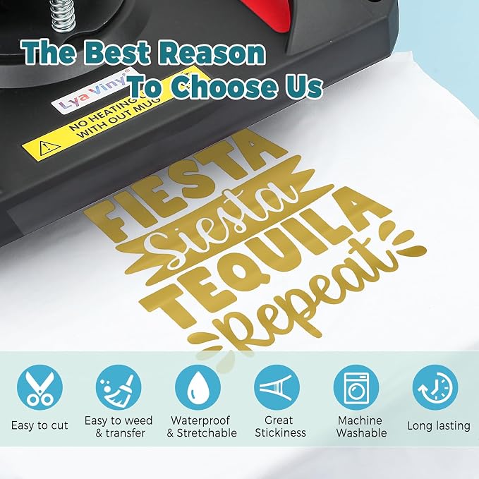 Gold Heat Transfer Vinyl 12" x 10ft Gold Iron On Vinyl - Image 4
