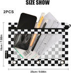 Black White Checkered Pattern Pencil Pouch - Image 3
