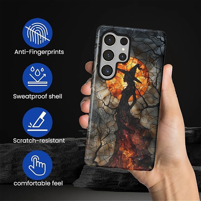 Case for Samsung Galaxy S25 Ultra Case, Halloween Witch Moon Stained Glass - Image 3