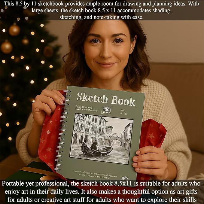Sketch Book 8.5"x11", Spiral Sketchbook Pack of 2, SuFly 200 Sheets Acid Free - Image 7
