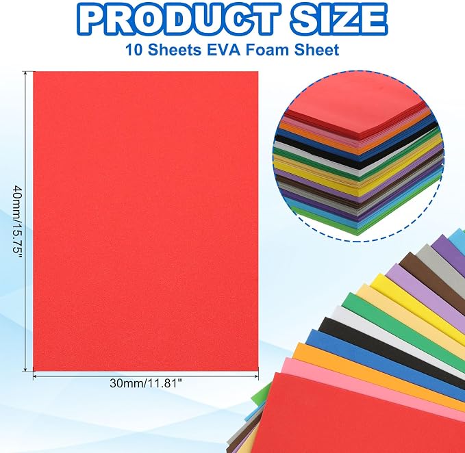 PATIKIL 10Pcs Bright Red EVA Foam Sheets, 15.7 x 11.8 Inches 1mm Thick Foam - Image 2