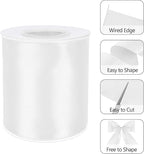 White 4 Inch 15 Yards Satin Wired Ribbon Easter Ribbons - Image 3
