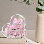 Pink Desk Decor, Bow Acrylic Heart Sign Decor Bathroom Bedroom, Christian Gift - Image 4