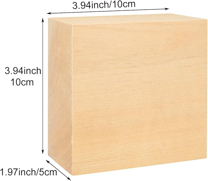 6PCS 4x4x2 inch Basswood Carving Blocks, Unfinished Wood Blocks - Image 2