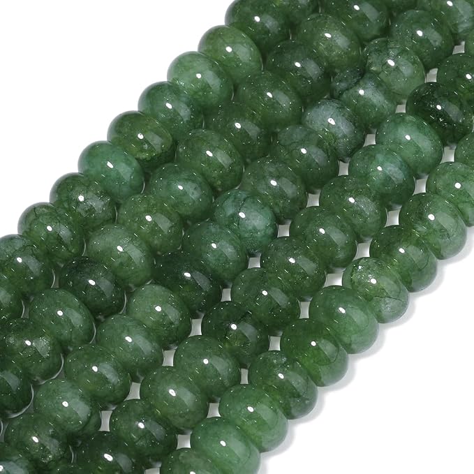 Songxi 5x8mm Natural Green Colored Jade Stone Rondelle Beads, Gemstone - Image 3