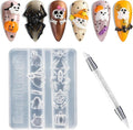 Fcozpjk Silicone Nail Art Molds Halloween, 3D Bat Spider Ghost Pumpkin Skeleton by Fcozpjk
