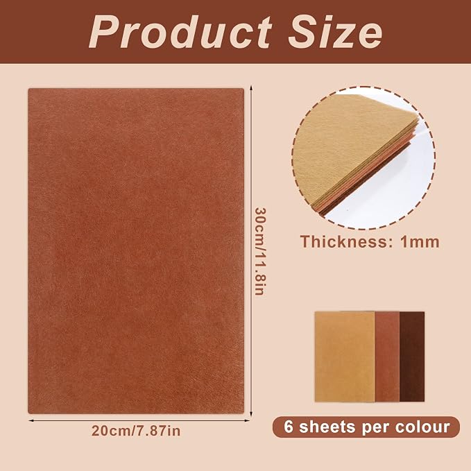Brown Felt Fabric, 18 Pieces Felt Sheets - Image 3