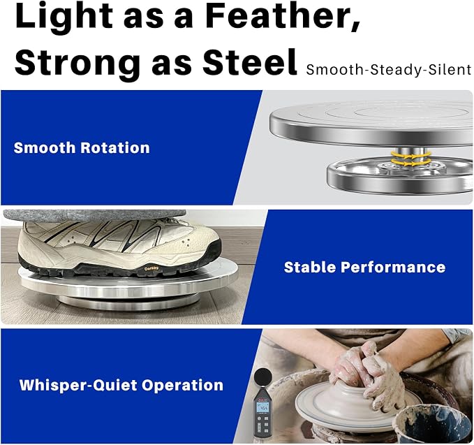 Banding Wheel, Double-Sided Pottery Turnable Wheel Aluminium Alloy Heavy Duty - Image 5
