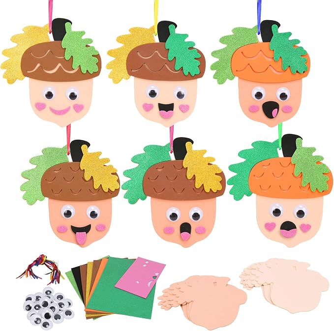 Fennoral 12 Pack Fall Crafts for Kids Make You Hazelnut Foam Stickers DIY by Fennoral