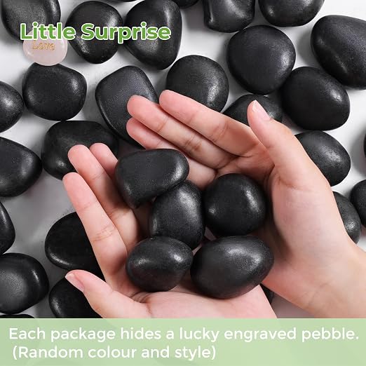 SIDONG 10 lbs Black River Rocks, 1.2-2 Inches Polished Pebbles - Image 2