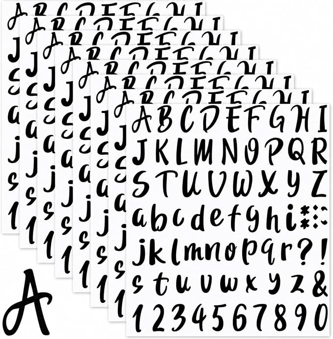 Outus 576 Pcs 8 Sheets Letters Stickers Vinyl Alphabet Number Decals Back to by Outus