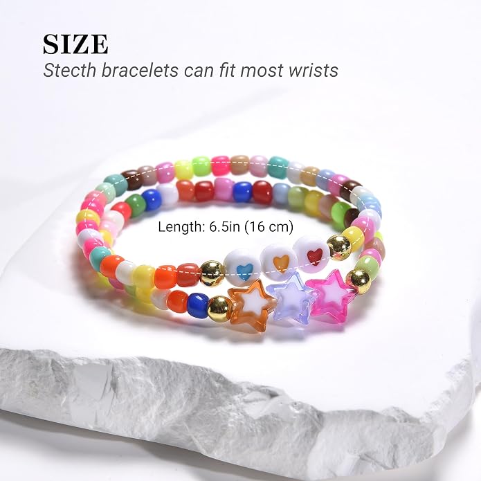 Friendship Bracelets for Girls, 10-Piece Cute Preppy Beaded Bracelet Set for - Image 9