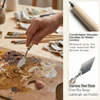 7 Piece Palette Knife, Stainless Steel Blades Oil Paint Knives Wood Handle | - Image 5