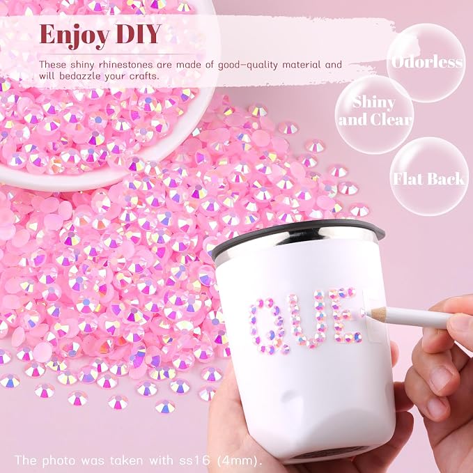 8000PCS 3mm Resin Jelly Rhinestones in Bulk, Bedazzling Flatback Crystals - Image 4