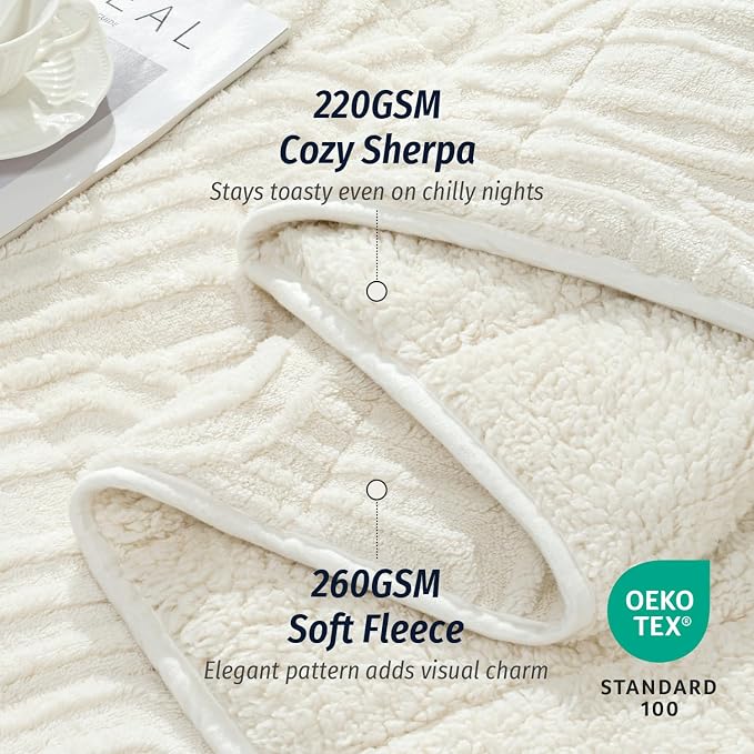 Wemore Jacquard Fleece Weighted Blanket King Size 80" x 87" 15lbs, Ultra Soft - Image 3