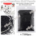 qiipii 7500PCS 2mm Small Pure Black Round Half Round Pearls - Image 2