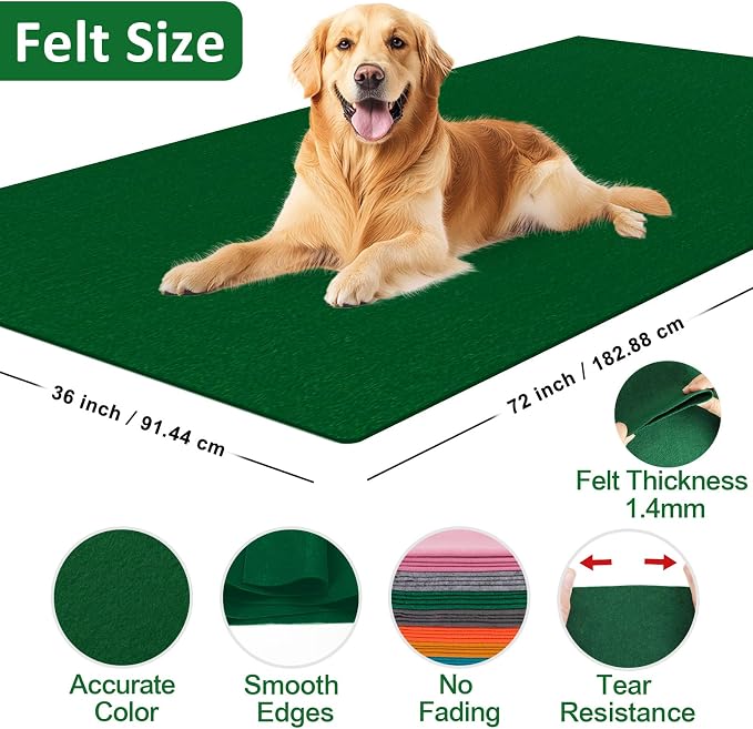XSEINO Moss Green Large Felt Fabric 72" X 36 ", 1.4 mm Thick Soft Felt Fabric - Image 2