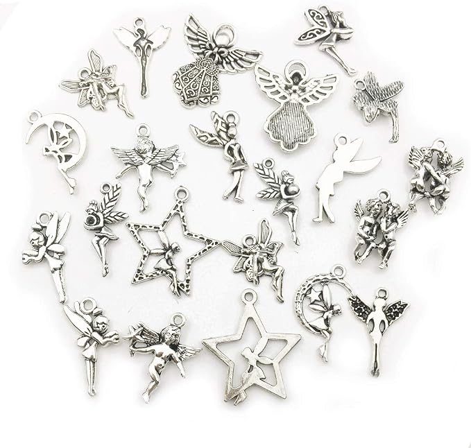 iloveDIYbeads 100g Craft Supplies Antique Silver Wings Angel Fairy Charms - Image 3