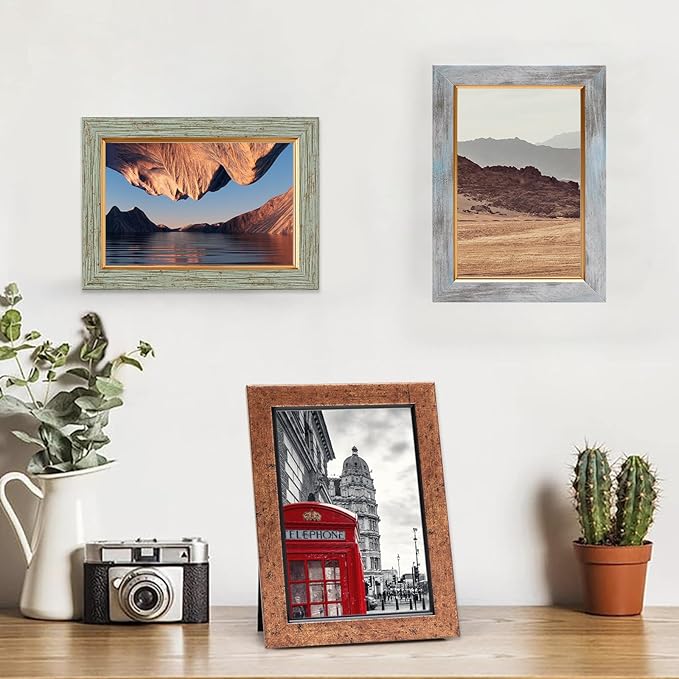 Fixwal 4x6 Picture Frame Set of 5, Vintage Photo Frame, Rustic Retro Picture - Image 7