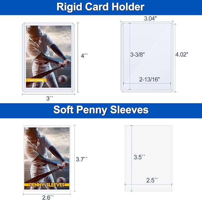 400 Card Sleeves Hard Plastic, Sooez Premium 35PT 3"X4" Baseball Card - Image 2