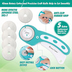 Rotary Cutting Mat and Tools Set, Audab 45mm Fabric Cropping Cutter Wheel - Image 5