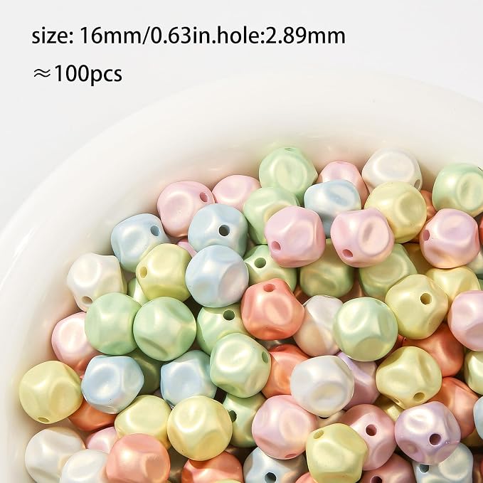 16mm Acrylic Beads 100pcs Cute Candy Colors Bead Spacer Loose Beads - Image 2