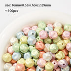 16mm Acrylic Beads 100pcs Cute Candy Colors Bead Spacer Loose Beads - Image 2