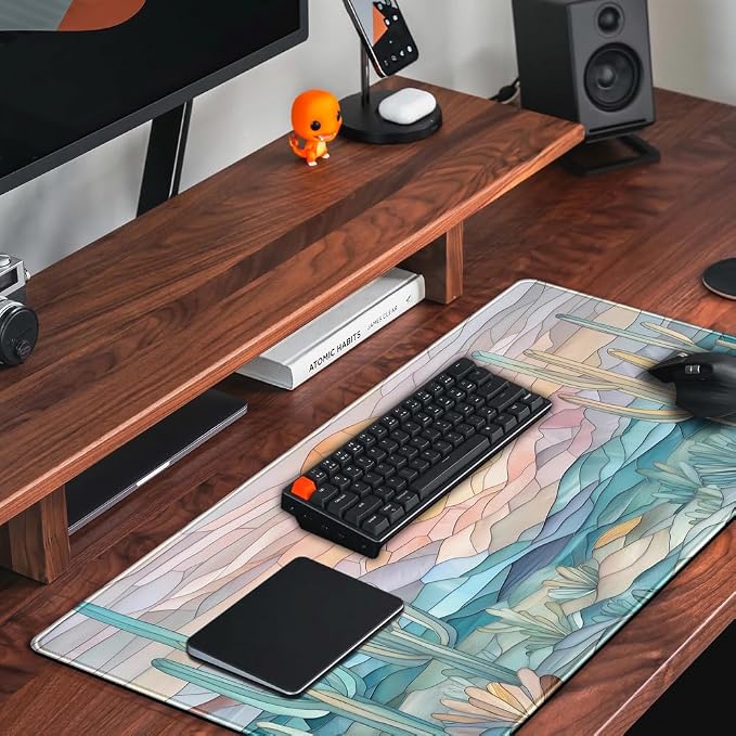 Desk Mat Gaming Abstract Ocean Desk Pad Large Mouse and Keyboard Pad, Faux - Image 5