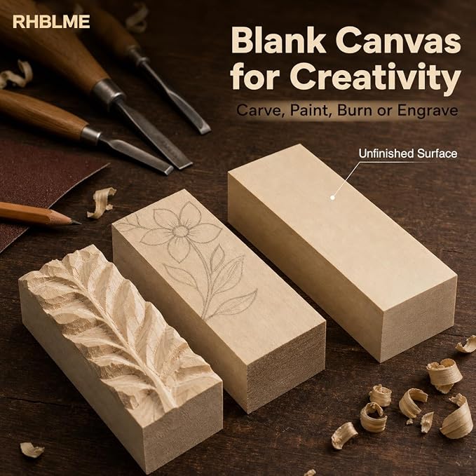 RHBLME 40 PCS Basswood Carving Blocks, Wooden Cubes Soft Solid Wooden Basswood - Image 8