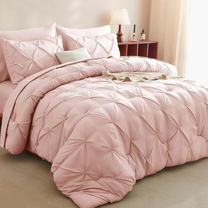CozyLux Oversized Queen Comforter Sets Peach Pink, 7 Pieces Oversized Queen by CozyLux