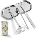 PATOISE 4 in 1 Candle Accessory Set, Wick Trimmer, Candle Snuffer, Wick Scoop, Storage Tray, Perfect for Candle Lovers (Silver)